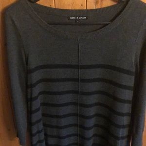 3/4 sleeve striped long sweater